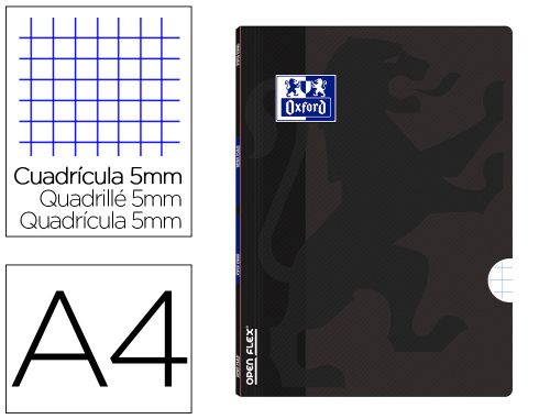 Caderno agrafado oxford openflex din a4 48 f quadricula 5mm cor preto , Oxford , 77241 , 3020122878223